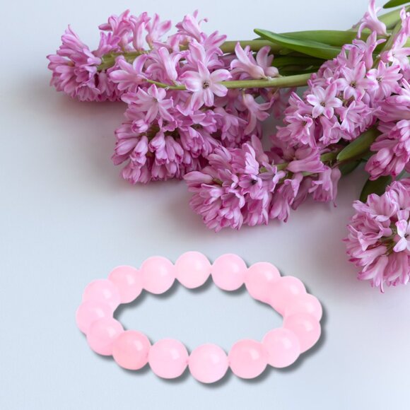 Natural Stone Healing Pure Rose Quartz Pink Crystal Round Beads Stretch Bracelet - Picture 14 of 15